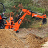 9' Tractor Backhoe Attachment with Mechanical Thumb,  15" Bucket,  ISO/SAE Switchable Controls,  Self-Contained Hydraulic System,  3 Point Hitch Cat.1 & 2,  25-100 HP,  BH860M