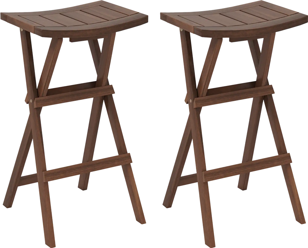 Bar Stools Set of 2 with Saddle Seat and Footrest for Kitchen Island and Balcony