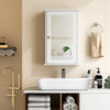 Bathroom wall cabinet with a single mirror door, featuring adjustable shelves for organized storage and a sleek design.