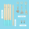 Portable baby exercise gym set featuring 4 wooden blocks, 1 round bar, and 3 teething toys in blue for infant.