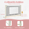 Adjustable bed rail guard for toddlers, featuring 4 height positions, safety lock, and sturdy iron frame for stability.