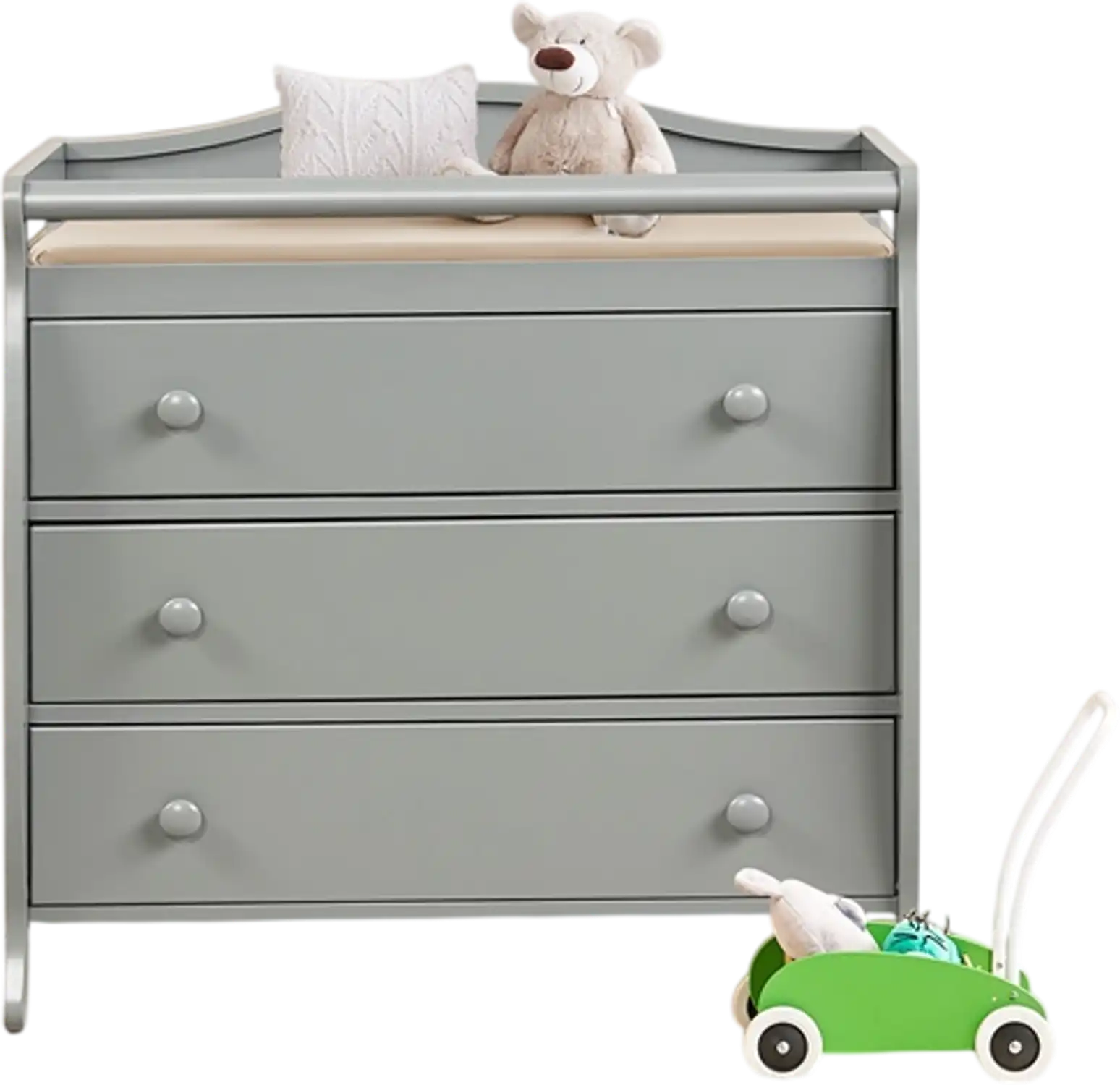 Costway Baby Changing Table Diaper Station w/ 3 Drawers Safety Belt Gray 32670914 New