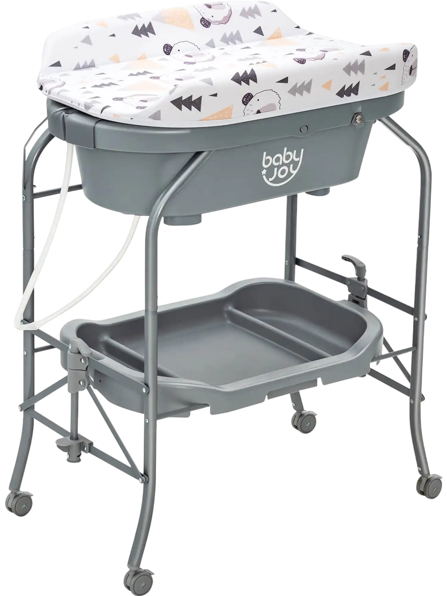 Costway Folding Baby Changing Table with Bathtub & 4 Universal Wheels 84236159 New