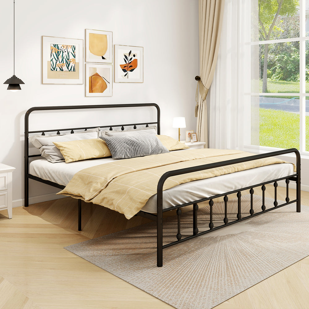 Bed Frame with Headboard and Under Bed Storage Black-King Size - Gallery View 1 of 14