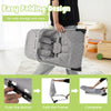 Light gray baby bouncer seat with aluminum frame, featuring an easy folding design for convenient storage and transport.