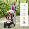Lightweight aluminium frame baby stroller in net-beige with adjustable features and quick-folding design for easy.