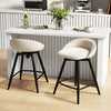 Upholstered Bar Stools Set of 2 with Footrest and Backrest-Beige - Gallery View 1 of 8
