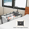 Multi-functional baby playpen with removable changing table, featuring a stable 7-point support structure and.