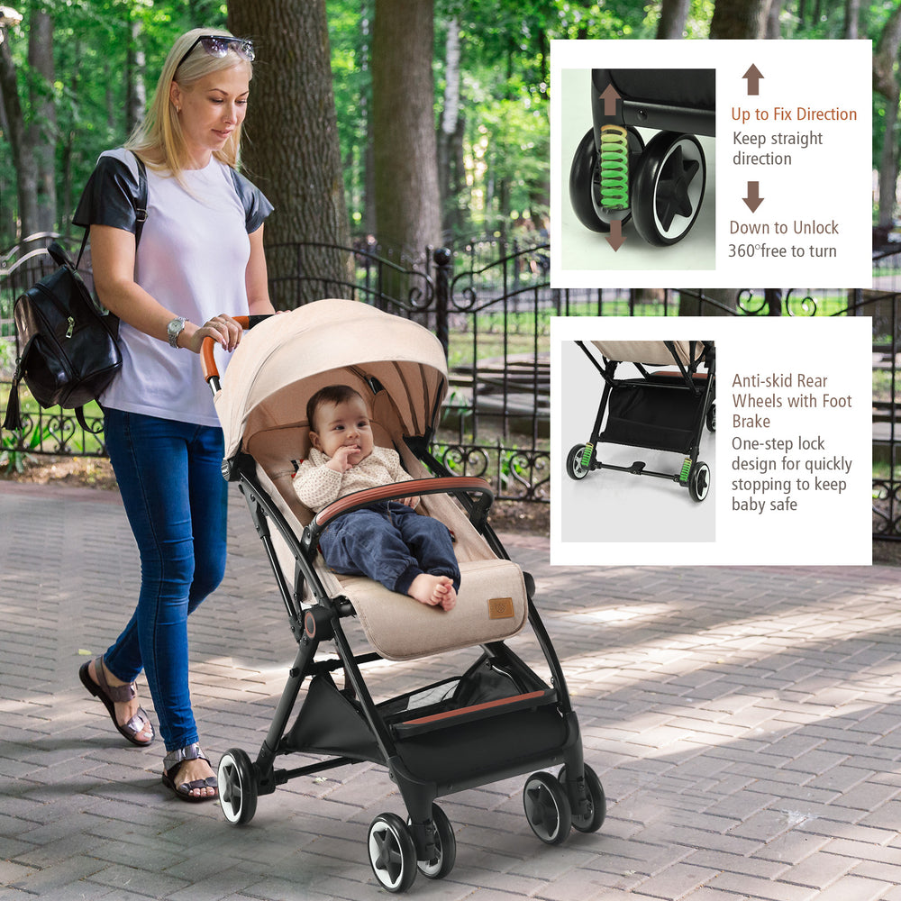 Lightweight Aluminium Frame Baby Stroller with Net-Pink