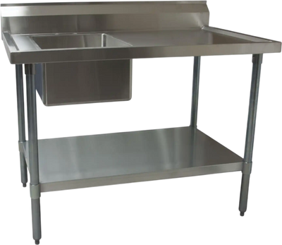 BK Resources Prep Table with Sink Left Side Stainless Steel 6