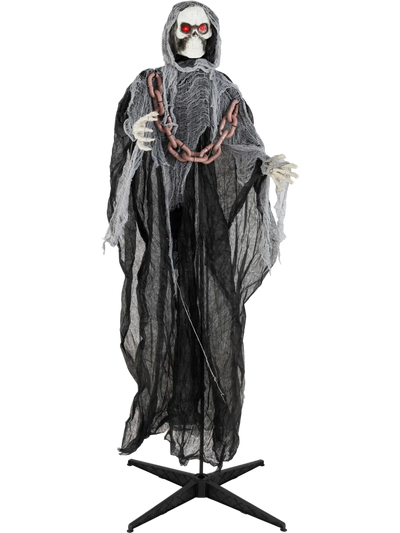 Costway 6.4' Halloween Standing Grim Reaper Lighted Eyes Sounds 69423175 New