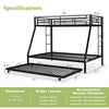 Costway Bed Frame Twin Over Full Bunk Bed with Trundle for Guest Room New