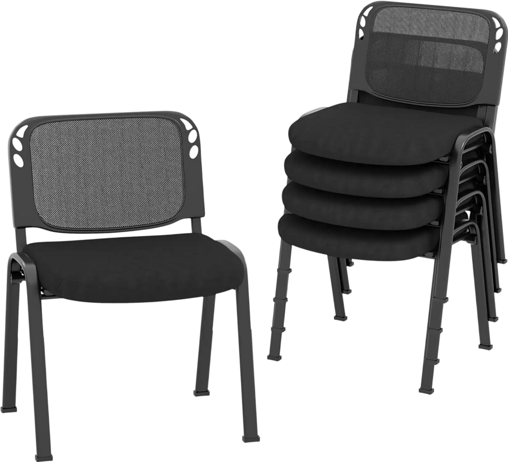 Set of 5 Stackable Conference Chairs with Mesh Back