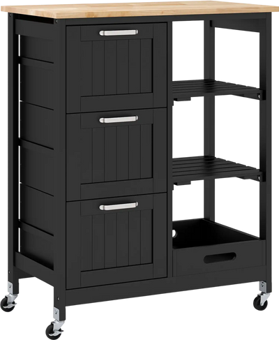 Costway Rolling Kitchen Island Utility Storage Cart 3 Large Drawers 51469083 New