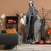 6.4 feet Halloween Grim Reaper with lighted eyes, chains, and sound effects, perfect for indoor or outdoor displays.