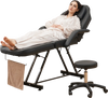 Facial chair set in black with removable headrest and armrests, ideal for spa and massage treatments.
