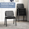 Stackable conference chair with mesh back, featuring a curved backrest and sponge padding for comfort, ideal for office.