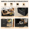 Rolling kitchen island utility cart with spacious rubber wood top, 3 large drawers, and 2 slatted shelves for versatile.