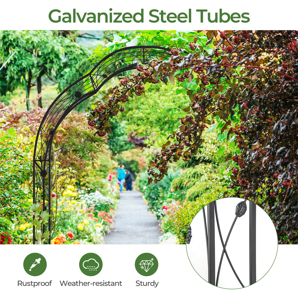 Garden arch trellis made of galvanized steel, rustproof and sturdy, perfect for climbing plants and outdoor decoration.