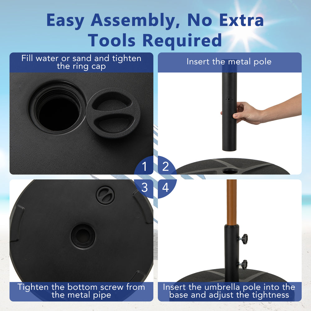 Patio Umbrella Base 88LBS Capacity Water and Sand Fillable Market Table Umbrella Stand-Black