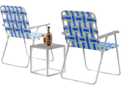 Costway 2-Piece Folding Beach Camping Lawn Webbing Chair Blue 75643218 New