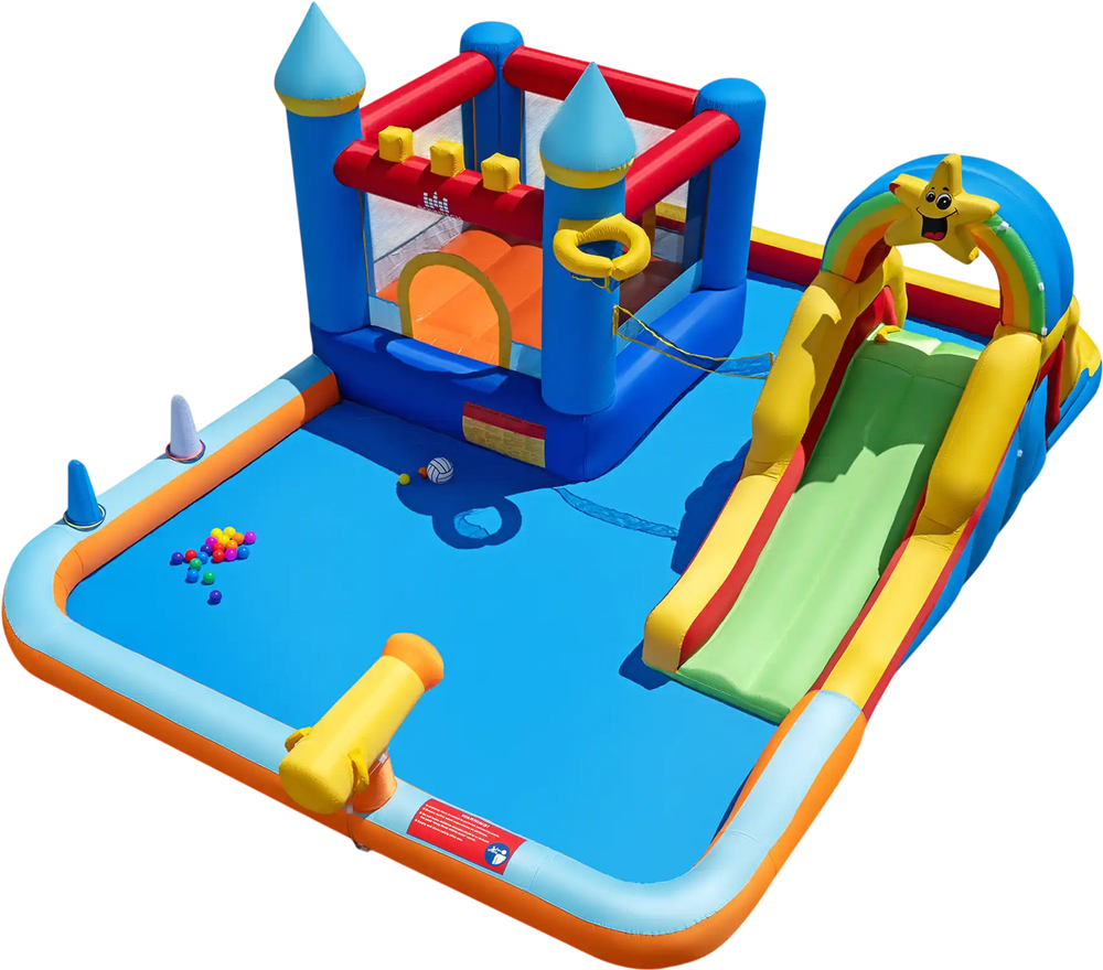 Inflatable Water Slide Park with Climbing Wall and Splash Pool