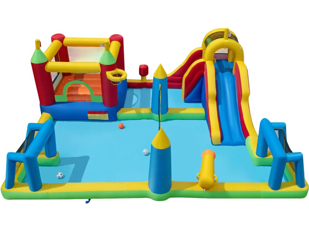 Inflatable Water Slide Bounce House 9-in-1 Jumping Castle with Climbing Wall