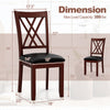 Brown dining chair with ergonomic backrest, padded seat, and X-shaped frame, perfect for kitchen or dining room use.