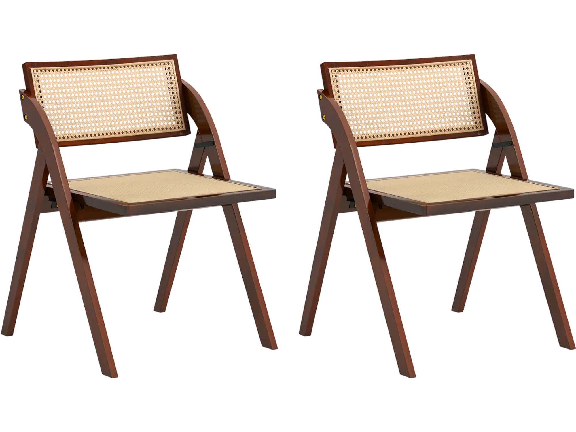 Costway Foldable Dining Chairs Set of 2 Woven Rattan Backrest 13457926 New
