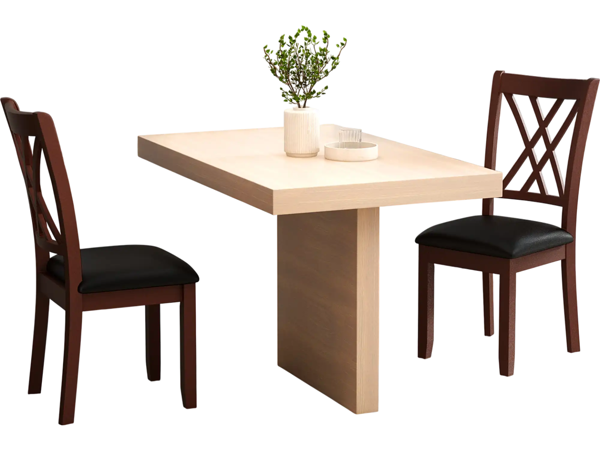 Costway Set of 2 Dining Chairs with Backrest Padded Seat Brown 12783956 New