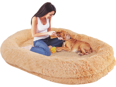 Costway Washable Fluffy Human Dog Bed Soft Blanket Pillow Brown 45679132 New