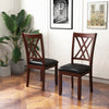 Set of 2 brown dining chairs with padded seats and ergonomic backrests, ideal for kitchen or dining room use.
