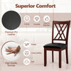 Brown dining chair with ergonomic backrest, padded seat, and premium PU leather, ideal for kitchen or dining room use.