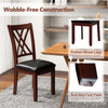Brown dining chair with ergonomic backrest, padded seat, and rubber wood legs, perfect for kitchen or dining room use.