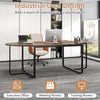 95-inch oval industrial executive table in rustic brown with dual cable holes, ideal for meetings and training rooms.