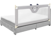 Vertical lifting baby bedrail guard in gray, featuring adjustable heights and a cute design for added safety.
