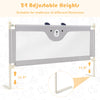 Vertical lifting baby bedrail guard in gray with 24 adjustable heights for various mattress thicknesses.