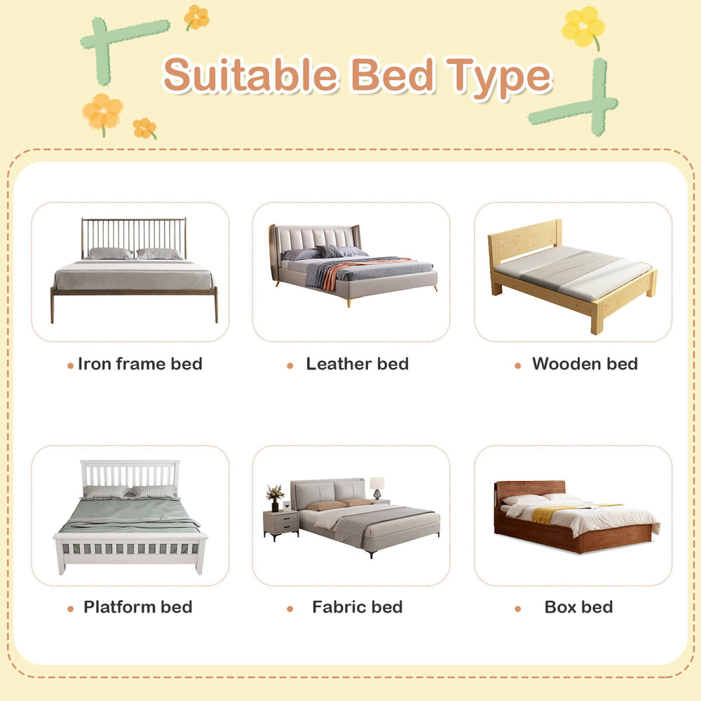 Gray baby bed rail with double safety child lock, 28.5-inch height, adjustable for mattresses 2"-12" thick.