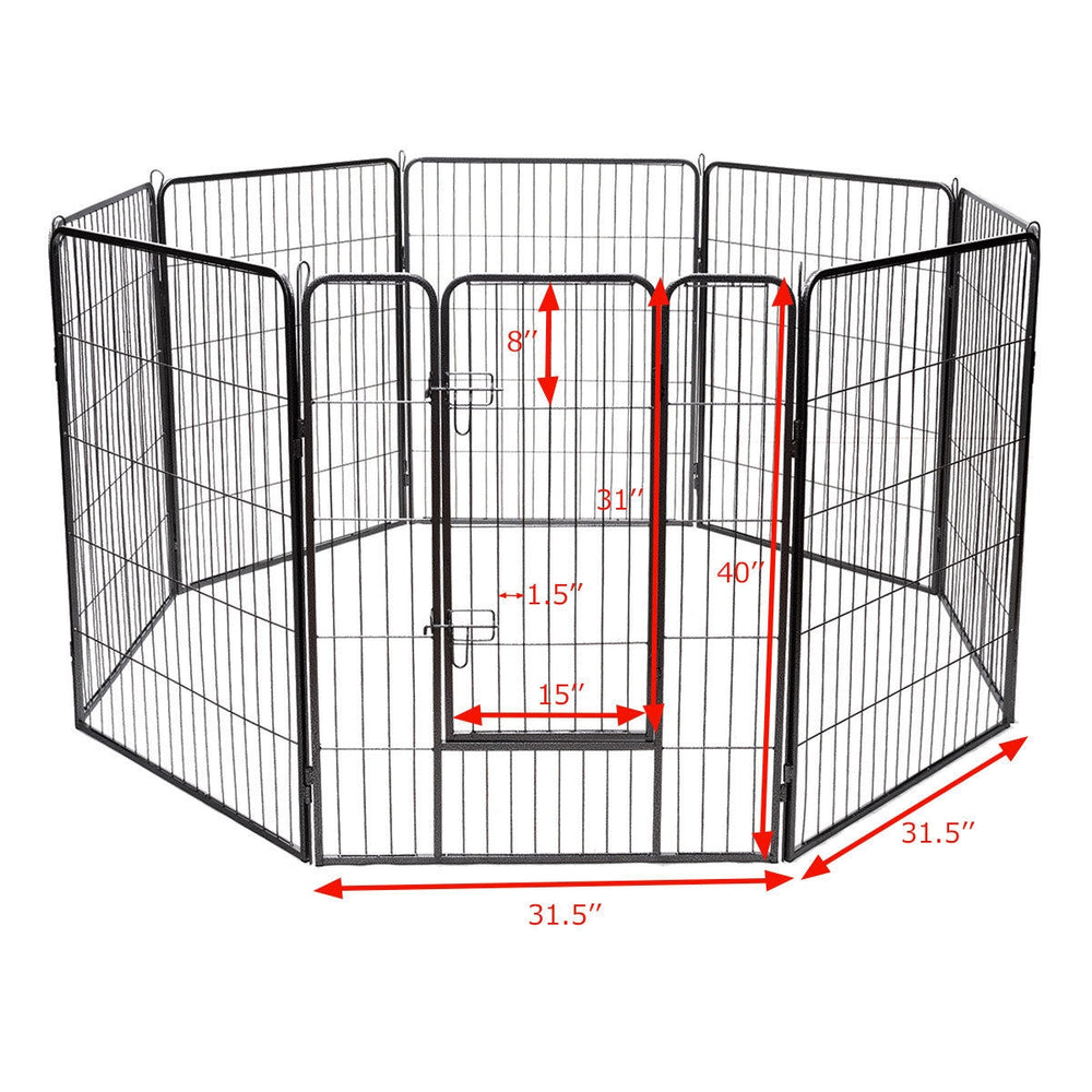 Heavy-duty 8-panel pet playpen dog fence with door, 40 inches tall, rust-resistant for outdoor use.