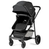 2-in-1 foldable baby stroller in black with adjustable canopy, multi-position recline, and large storage basket for.