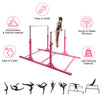 Kids adjustable gymnastics parallel bars in pink, height adjustable from 38" to 55", sturdy A3 steel for safe training.