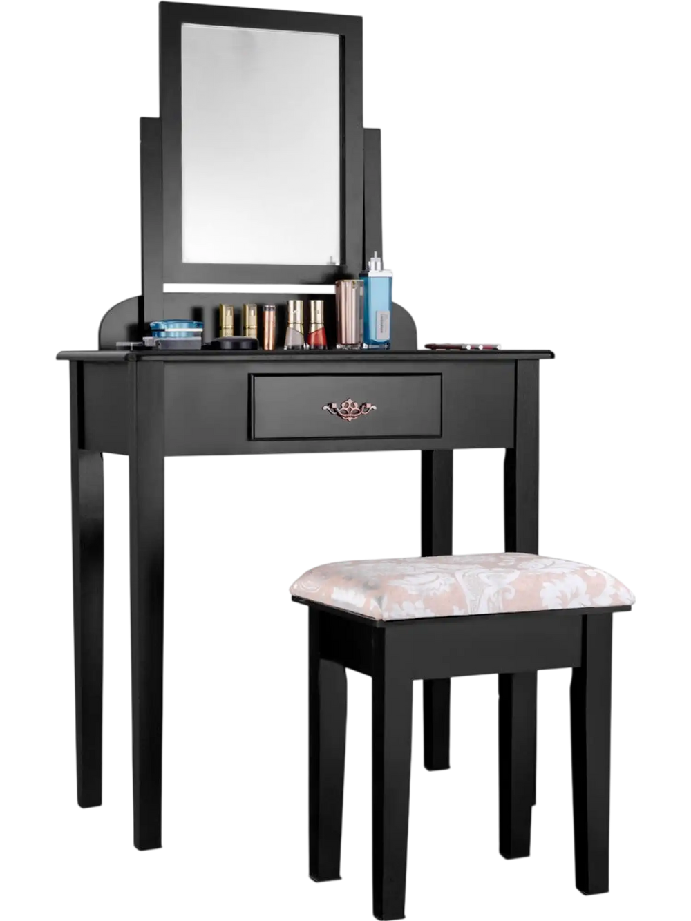 Vanity Dressing Table Stool Set with Large Makeup Mirror