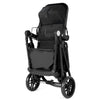 Foldable black 2-in-1 baby stroller with adjustable backrest, large storage basket, and breathable material for infants.