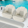 Ergonomic captain bucket seats in waterproof PVC leather for boat sightseeing, offering comfort and support.