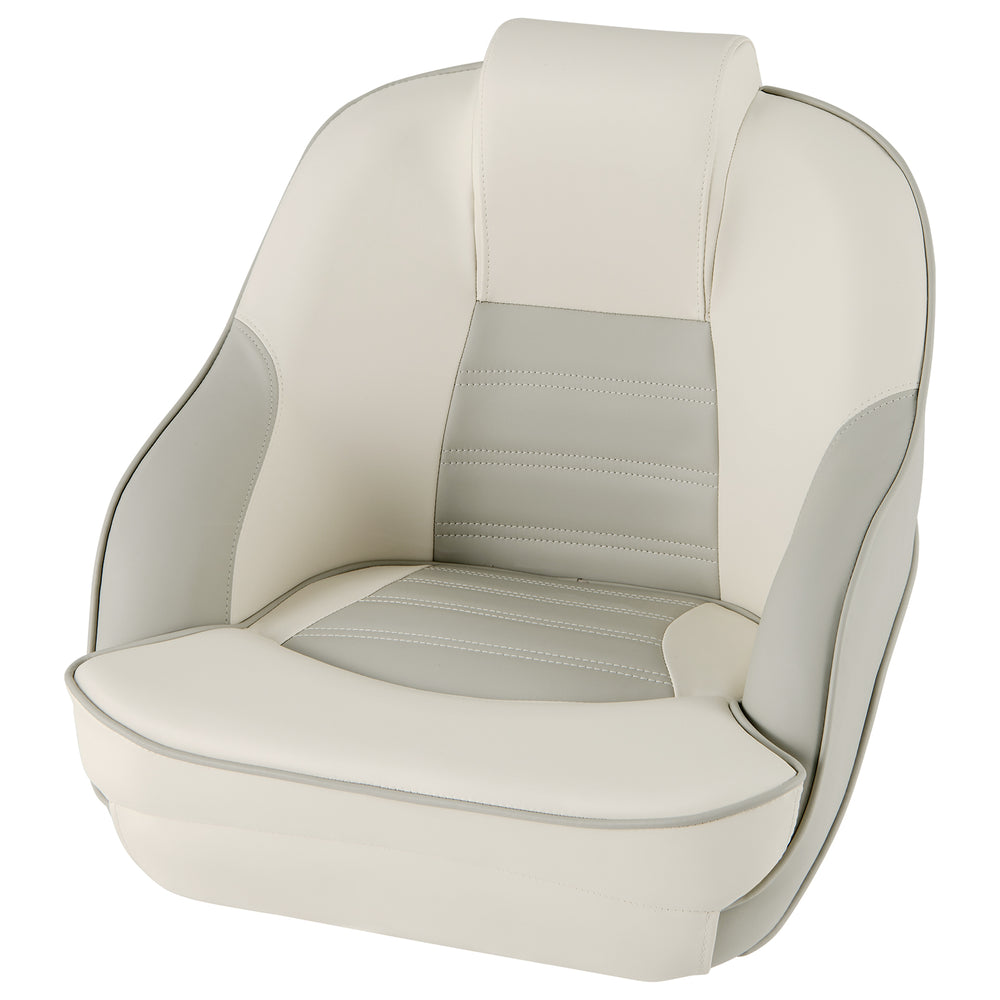 Captain bucket seat in white with ergonomic design and waterproof PVC leather, featuring soft cushions for comfortable.