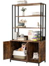 Cat litter box enclosure with rustic brown finish, featuring 3-tier shelves and hidden storage for discreet use.