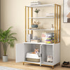 Cat Litter Box Enclosure with Storage and 3-tier Shelves-White - Gallery View 1 of 10