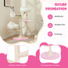 Multi-layer cat tree in pink with two perches, removable covers, and a secure, enlarged round base for stability.
