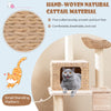 Close-up of the hand-woven natural cattail material on the 48-inch cat tower, offering a smooth and comfortable surface.