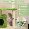 Cute 38-inch green cat tree featuring fully wrapped sisal scratching posts and a cozy condo for indoor cats.